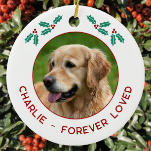 Personlig julfoto på minnesmärke för hund julgransprydnad keramik