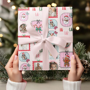 Personlig Julfoto Rosa Helgdag Fa La La Presentpapper