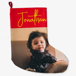 Personlig Julfoto Stockings, Baby Photo Stor Julstrumpa