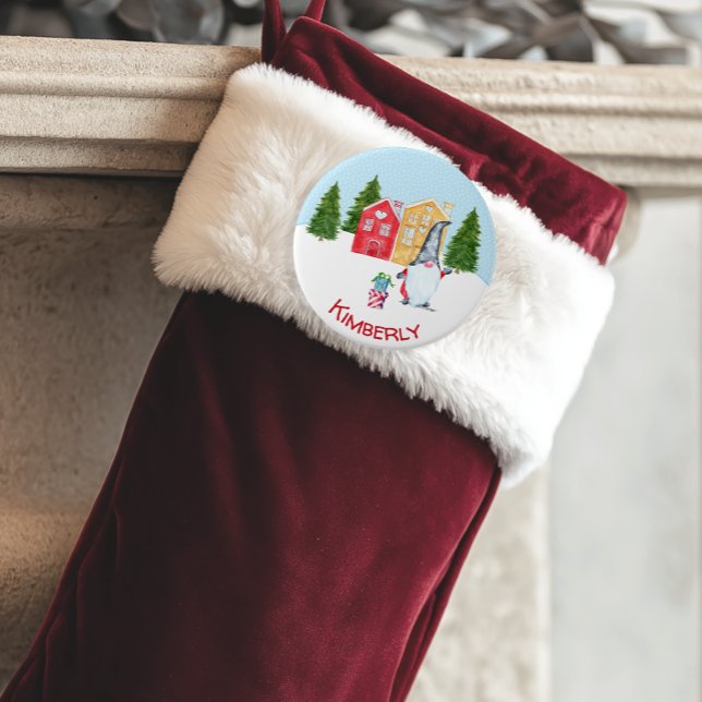 Personlig julgnom  knapp (Personalized Christmas Gnome Button)