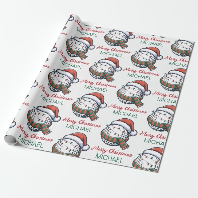 Personlig julgolfboll med jultomteluva   presentpapper (Utrullad)