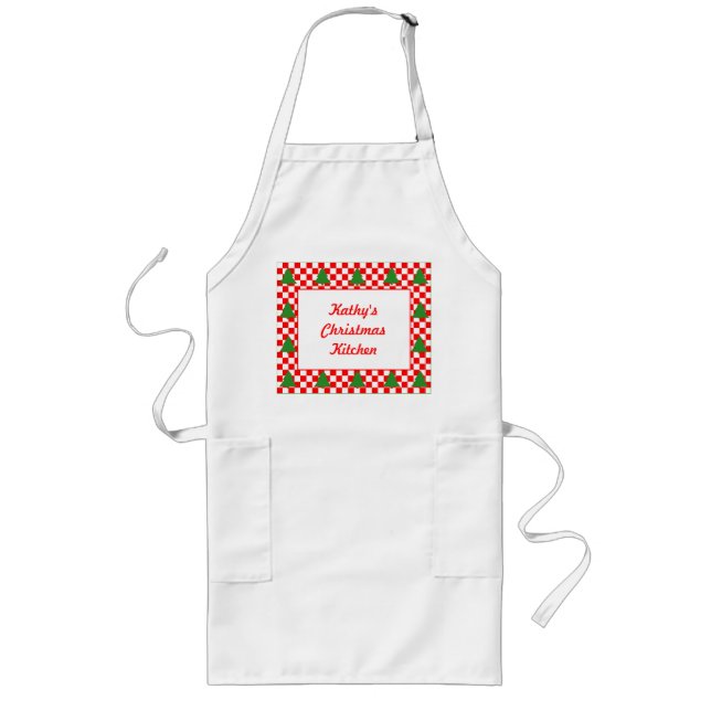 Personlig Julgran Apron Långt Förkläde (Framsidan)
