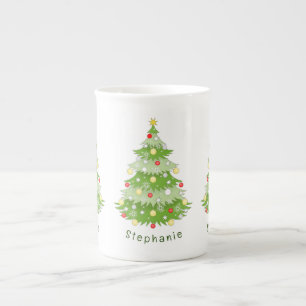 Personlig Julgran Bone China Mugg Benporslin Mugg