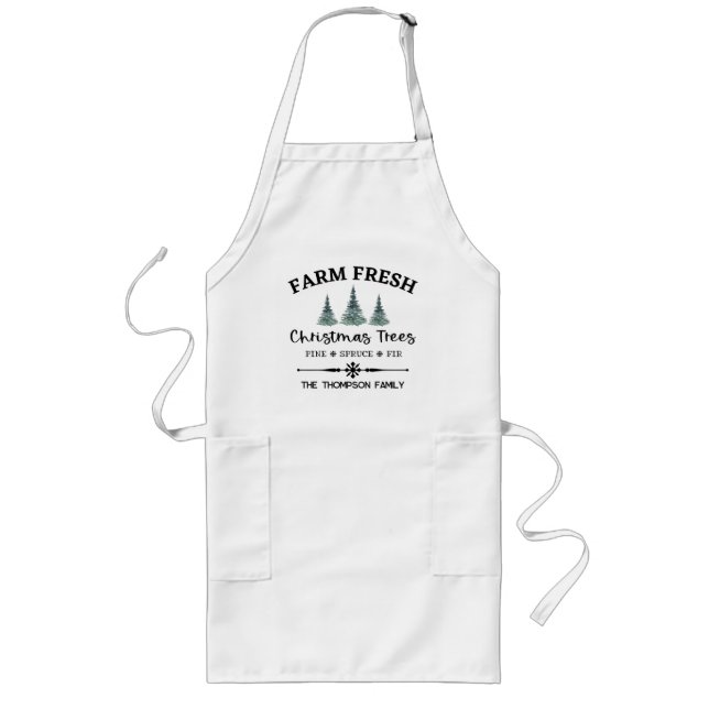Personlig Julgran Farm Long Apron Långt Förkläde (Framsidan)