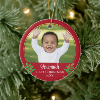 Personlig julgran för BABY'S FÖRSTA JUL Julgransprydnad Keramik