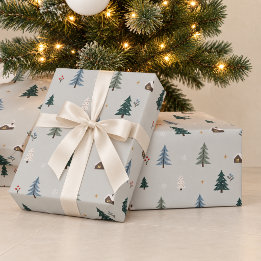 Personlig julgran för vinterskogspresenter presentpapper