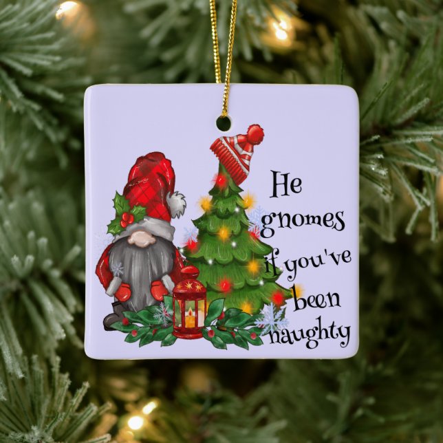 Personlig Julgran Gnome Ornament, Gnome Julgransprydnad Keramik (Träd)