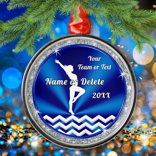 Personlig Julgran Gymnast Ornament (Gymnastics Christmas Ornaments. Christmas gifts for gymnasts. Gymnastics Ornaments. Blue and White.)