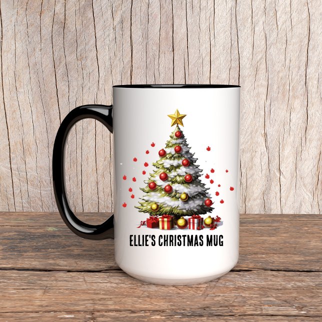 Personlig Julgran Mugg för kvinnor (Christmas tree mug, custom name mug, custom Christmas mug, holiday mug for her, Christmas gift)