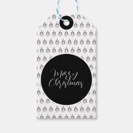Personlig Julgran, svart och vitt Presentetikett