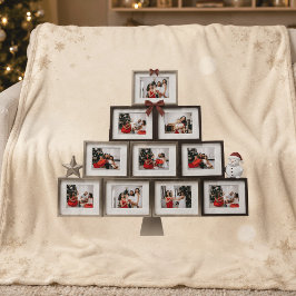 Personlig julgransfilt med familjefoto fleecefilt
