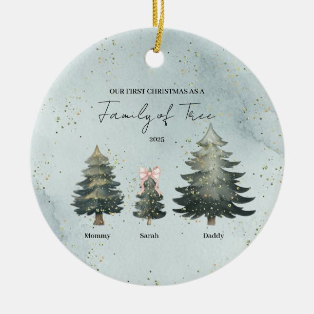 Personlig julgranskula för familj om tre (Framsidan)