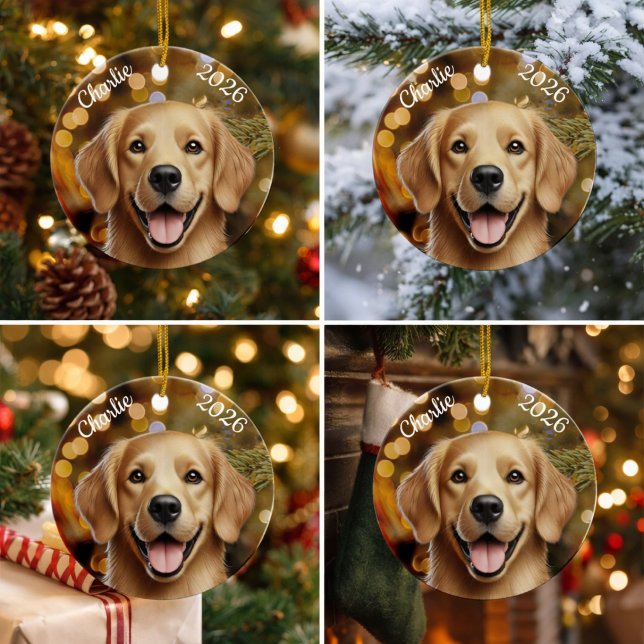 Personlig julgranskula för Golden Retriever (Personalized Golden Retriever Christmas Ornament)