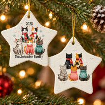 Personlig julgranskula för kattfamiljen