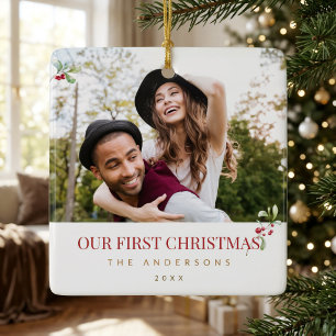 Personlig julgranskula för par - vår första jul or
