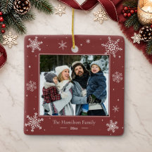 Personlig julgranskula med familjefoto