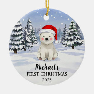 Personlig julgranskula med isbjörnsbaby