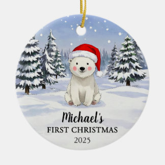 Personlig julgranskula med isbjörnsbaby