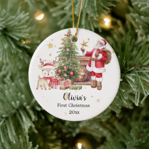 Personlig julgransprydnad för första julen - Tomte Keramik