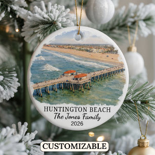 Personlig julgransprydnad från Huntington Beach, K Keramik