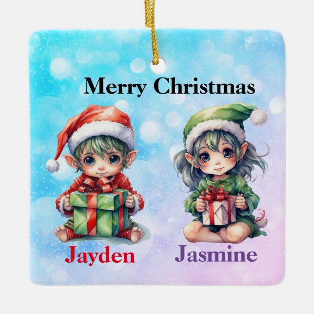 Personlig julgransprydnad med namn keramik (Framsida)