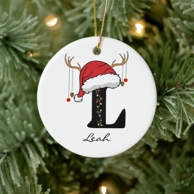 Personlig julgransprydnad med Santa-monogram för v Keramik (Träd)