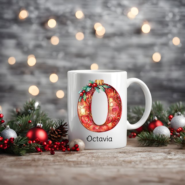 Personlig julgransprydnad Monogram O Kaffemugg (Personalized Christmas Ornament Monogram O Coffee Mug)