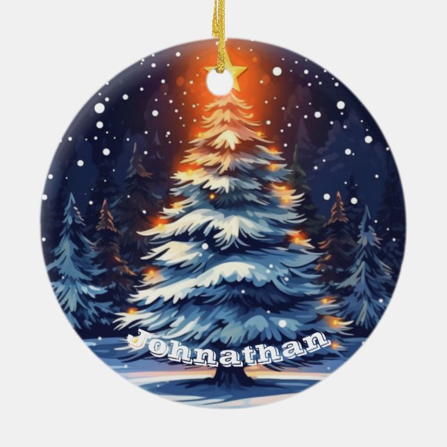 Personlig julgransprydnad som lyser keramik (Baksidan)