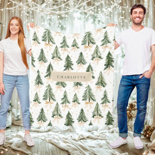 Personlig julgranstälcke i akvarell fleecefilt