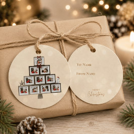 Personlig julgranstillägg med familjefoto gåvor etiketter