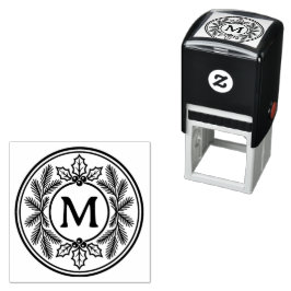 Personlig julgrön monogram självfärgande stämpel