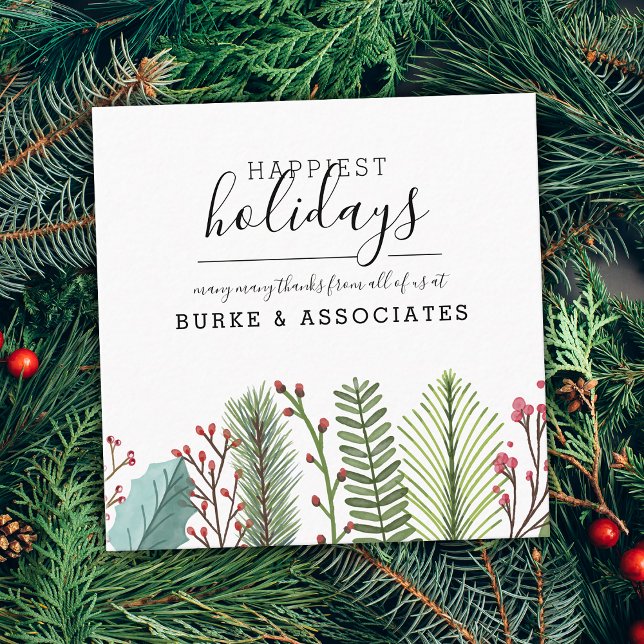 Personlig julgrönska fyrkantigt visitkort (Holiday Winter Greenery Personalized Square Business Card)