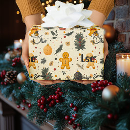Personlig julgröt & Snömannen julmönster Presentpapper