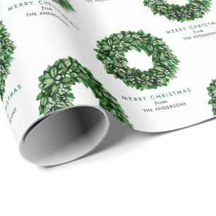 Personlig julhälsning med akvarellkrans presentpapper