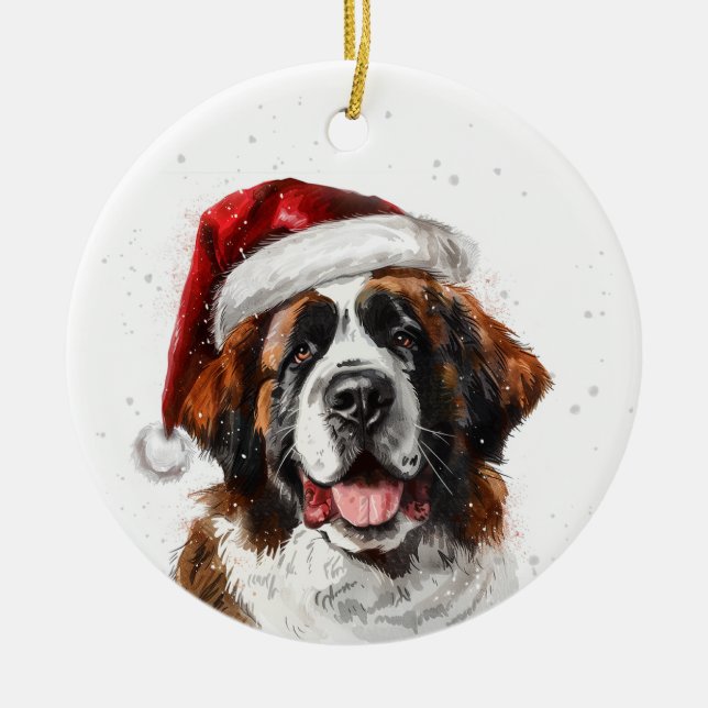 Personlig julhund av St. Bernhard Julgransprydnad Keramik (Framsidan)