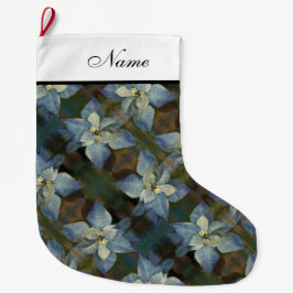Personlig - Juli - Blue Poinsettias Stor Julstrumpa