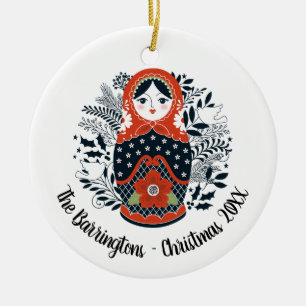 Personlig Juli Matryoshka Ntestdull Julgransprydnad Keramik