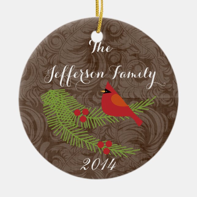 Personlig julkardinalfamiljen Ornament (Framsidan)