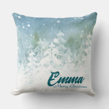 Personlig julkastkudde - Teal Vinter
