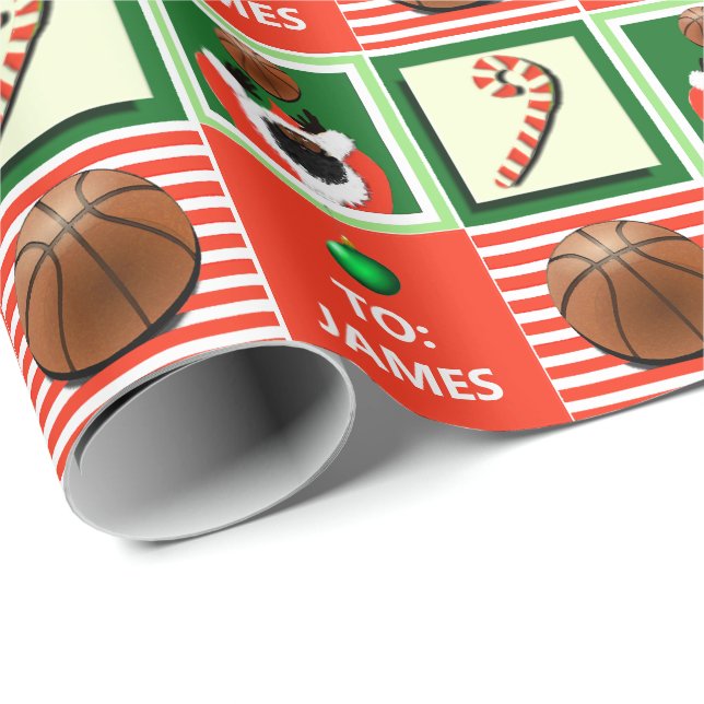 Personlig julklapp för basket presentpapper (Rullad Hörn)