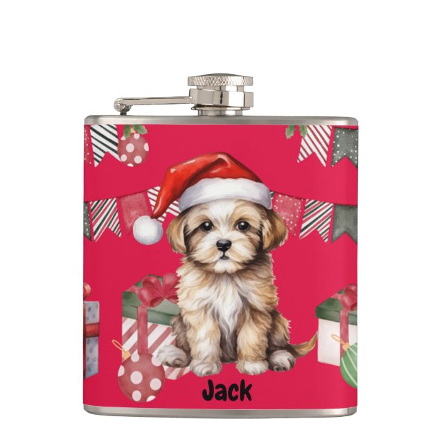 Personlig julklapp till hund älskare fickplunta (Framsidan)