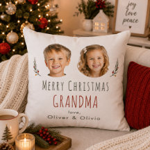Personlig julklapp till mormor - kudde med 2 foton