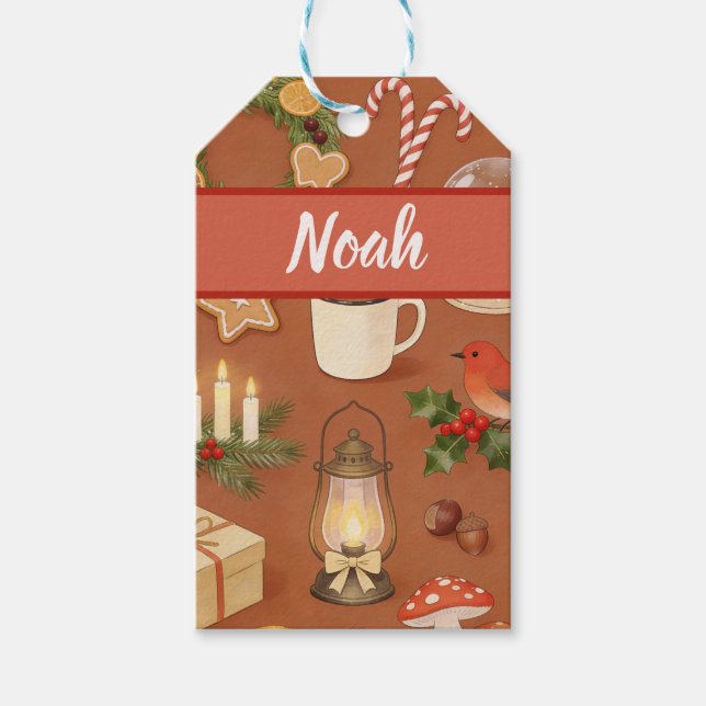 Personlig julklappsetikett med mysig presentetiket presentetikett (Framsidan)