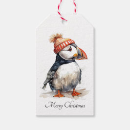 Personlig julklappsstyling med lunnefågel presentetikett