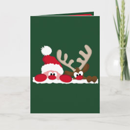 Personlig julkort för jultomte och renar kort
