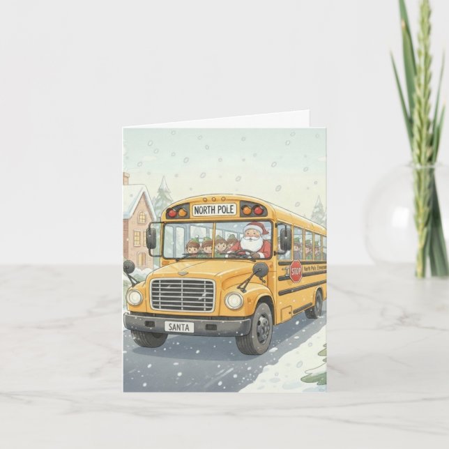 Personlig julkort för skolbussförare helgkort (Framsida)