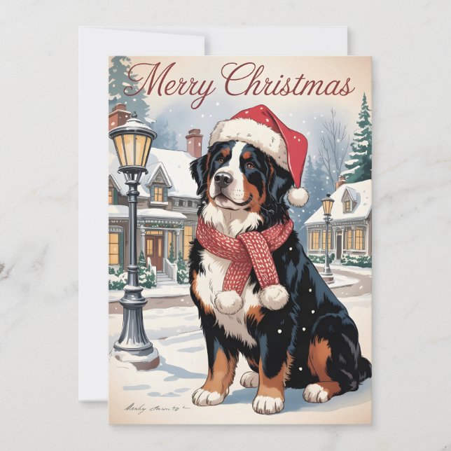 Personlig julkort med Bernersennenhund  (Framsida)