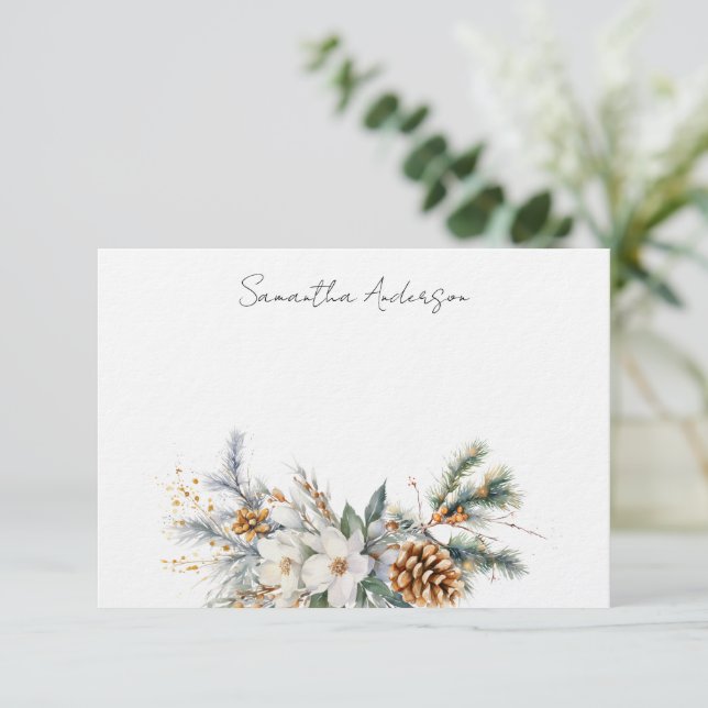Personlig julkort med blommotiv anteckningskort (Stående Fram)