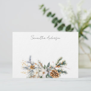 Personlig julkort med blommotiv anteckningskort