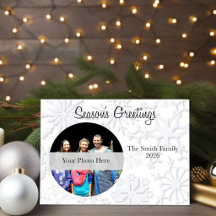 Personlig julkort med familjefoto och snöflinga